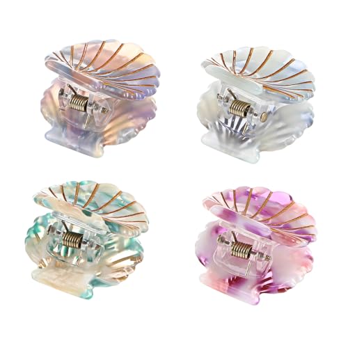 TOYZFRIENDY 4 Stück Teiliges Kleine Muschel haarspangen für Frauen Mädchen Leichte Süße Meerjungfrau klammern in Traumfarben Vielseitig für Verschiedene Frisuren Täglicher Haarschmuck von TOYZFRIENDY
