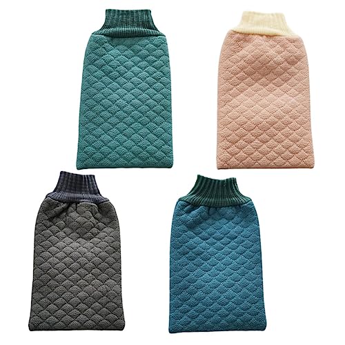 TOYZFRIENDY 4 Stück Teiliges Peeling duschhandschuh Grobkörnige Doppelseitige Waschlappen aus Langlebigem Material Wiederverwendbar Hautreinigend für Mädchen und Hautpflege Zufällige Farbe von TOYZFRIENDY