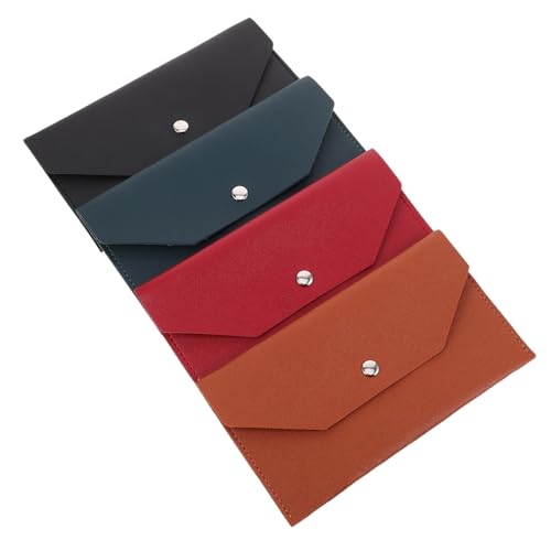TOYZFRIENDY 4 Stück Teiliges Pu-Material Kartenetui Minimalistischer Geldbeutel mit Cash-Organizer Langlebig und Schlank für Herren Damen Business und Alltag in Schwarz Weinrot Blau und Braun von TOYZFRIENDY