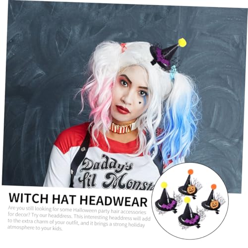 TOYZFRIENDY 4 Stück Teiliges Spitze Hexenhut Haarclips Modische Haarspangen für Damen Mädchen Halloween Party Cosplay Haarschmuck Zubehör von TOYZFRIENDY
