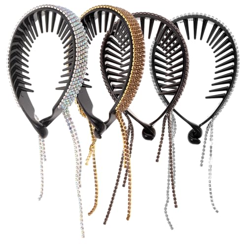 TOYZFRIENDY 4 Stück Teiliges Strass Haarspangen mit Tassel Leichter Runder Haarklammer Halter Eleganter Dutt clip für Damen und Mädchen Geeignet für Dickes und Dünnes Haar Modischer von TOYZFRIENDY