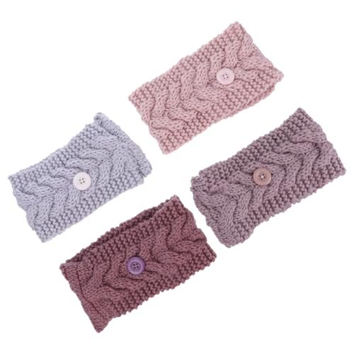 TOYZFRIENDY 4 Stück Teiliges Strick Button Headband Elastisch mit Ohrenschutz Warmes Winter Haarband für Damen Vielseitig für Outdoor Sport und Kalte Tage Modisch und Bequem von TOYZFRIENDY