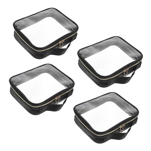 TOYZFRIENDY 4 Stück Teiliges Transparentes Kosmetiktaschen PVC mit Reißverschluss Tragbarer Kulturbeutel für Damen Praktischer Reise Organizer für Make Up und Toilettenartikel von TOYZFRIENDY