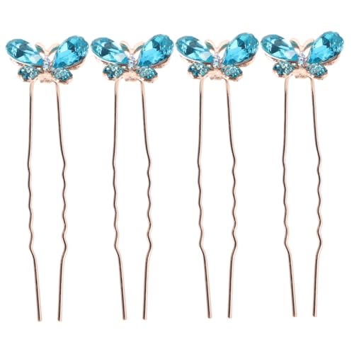 TOYZFRIENDY 4 Stück Teiliges U förmiges Haarschmuck Funkelnden Strass schmetterlingen Leichte Komfortable Haarnadeln für Damen Vielseitiger Brautschmuck und Party haar accessoires von TOYZFRIENDY