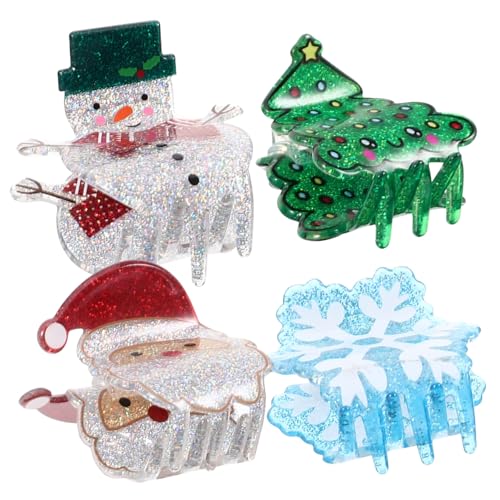 TOYZFRIENDY 4 Stück Weihnachtliche Haarklammern Kleine Acryl Haarspangen für Dünnes Haar Festliche Haarclips für Damen Weihnachten Party Alltag von TOYZFRIENDY