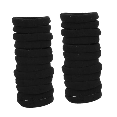 TOYZFRIENDY 40 Stück Schwarze Haargummis für Mädchen Dehnbare und Strapazierfähige Ponytail Holder Koreanisch Inspirierte Einfache Haarringe Flexibel Haarschmuck für Pferdeschwanz Dutt und von TOYZFRIENDY