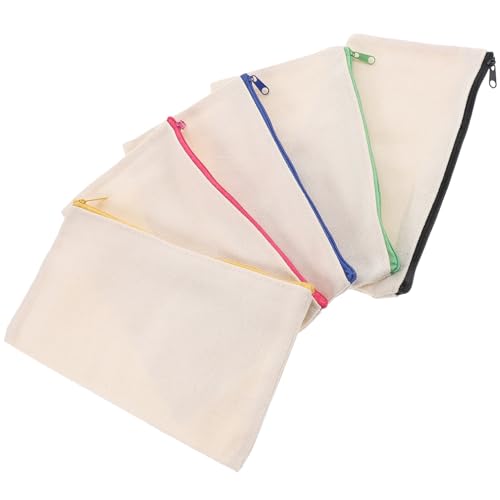 TOYZFRIENDY 5 Stück Canvas Kosmetiktasche mit Reißverschluss DIY Graffiti Schminktasche Stabile Stofftasche für Mädchen Kleine Reise Kulturbeutel Bemalbare Make Up Tasche Vielseitig und von TOYZFRIENDY