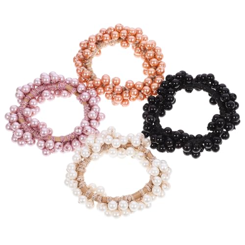 TOYZFRIENDY 5 Stück Elastische Haargummis mit Künstlichen Perlen Vielseitige Pferdeschwanzhalter für Damen und Teenager Schonend für Dünnes Haar Klassische Farben Champagner Gold Schwarz Rosa TOYZFRIENDY 5 Stück Elastische Haargummis mit Künstlichen Perlen Vielseitige Pferdeschwanzhalter für Damen und Teenager Schonend für Dünnes Haar Klassische Farben Champagner Gold Schwarz Rosa von TOYZFRIENDY