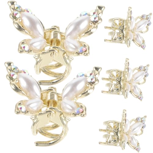 TOYZFRIENDY 5 Stück Mini Schmetterling Haarspangen für Frauen Kleine Haarklammern mit Perlen und Kristall Süße Haaraccessoires für Alltag Hochzeit Party und Geschenkideen von TOYZFRIENDY