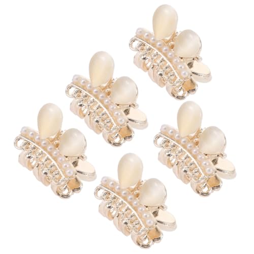 TOYZFRIENDY 5 Stück Perlen Haarklammern Metall Kleine Haarkrallen mit Strass und Rutschfestem Griff für Dickes Haar Stilvolle Haarspangen für Frauen und Teens Modische Haaraccessoires von TOYZFRIENDY