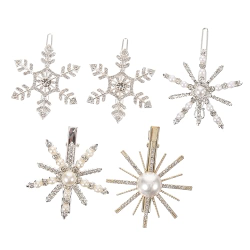 TOYZFRIENDY 5 Stück Schneeflocken Haarspangen mit Funkelnden Strasssteinen Langlebige Haarklammern für Damen Vielseitiger Haarschmuck für Dickes Kurzes und Langes Haar Haaraccessoires für von TOYZFRIENDY