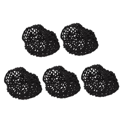 TOYZFRIENDY 5 Stück Teiliges Mesh Haarnetz Häkelstrick Haarnetz Atmungsaktiv Leicht Haarschutz Schlafhaube Damen Unisex Schwarz Langlebig von TOYZFRIENDY