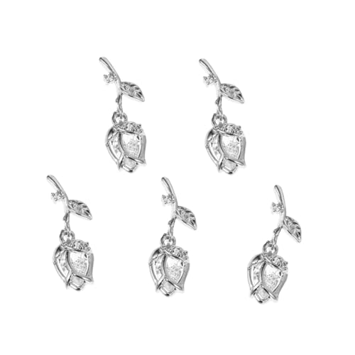 TOYZFRIENDY 5 Stück Teiliges Nagelkunstset Rosendesign Metall Nail Art Dekorationen Manicure Charms für DIY Fingernägel Strasssteine Aufkleber Einfache Anwendung Eleganter Look von TOYZFRIENDY