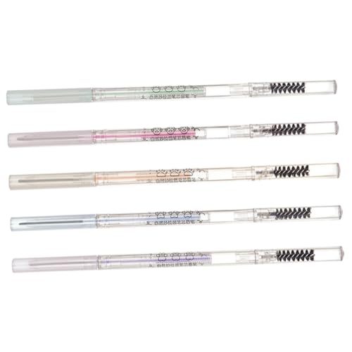 TOYZFRIENDY 5 Stück Wasserfester Dual End Augenbrauenstift Teiliges mit Feiner Spitze und Pinsel Natürlicher Brauenfüller in Braun und Grautönen für Präzises Augenbrauen Make Up und von TOYZFRIENDY