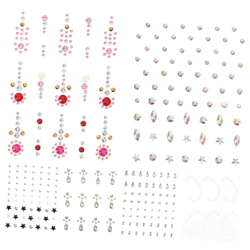TOYZFRIENDY 6 Blätter Gesichtsrhinestone Sticker Wassertröpfchen Glitzersteine Selbstklebend für Party Make up Festival Gesichtsdekoration Sicher Hautfreundlich für Frauen Mädchen von TOYZFRIENDY
