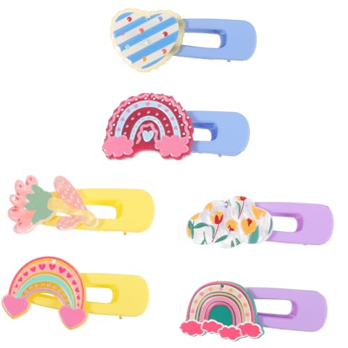 TOYZFRIENDY 6 Stck Teiliges Bunte Haarspangen für Mädchen Niedliche Kunststoff haarklammern mit Regenbogen Blumen design Langlebige Haarschmuck accessoires für Alltag und Party TOYZFRIENDY 6 Stck Teiliges Bunte Haarspangen für Mädchen Niedliche Kunststoff haarklammern mit Regenbogen Blumen design Langlebige Haarschmuck accessoires für Alltag und Party von TOYZFRIENDY