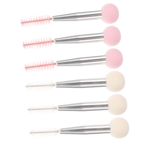 TOYZFRIENDY 6 Stück Doppelseitiger Make up Schwamm applikator Weich Elastisch für Augenbrauenpuder Mascara Foundation Concealer in Weiß mit Silbernem Griff von TOYZFRIENDY