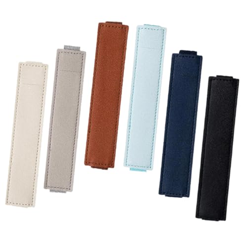 TOYZFRIENDY 6 Stück Leder Stifthalter mit Elastischem Band PU Kratzfester Pen Pouch für Notizbuch Verstellbare Schlaufe für Kapselstifte Praktische Stifttasche für Erwachsene und Geschenkidee von TOYZFRIENDY