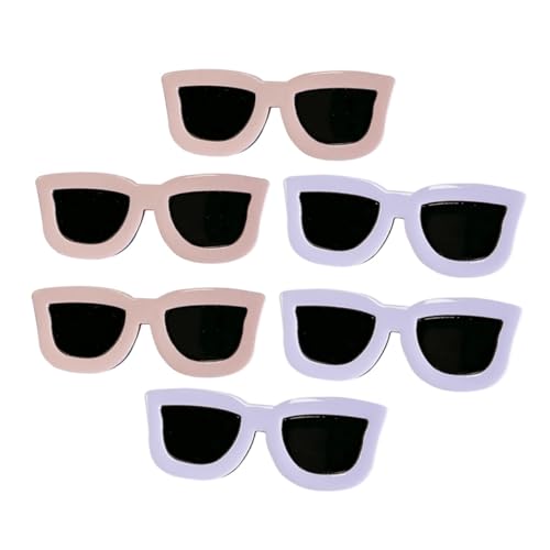 TOYZFRIENDY 6 Stück Niedliche Sonnenbrillen Haarspangen für Mädchen Lustige Haarklammern in Weiß und Khaki Vielseitig für Dickes Lockiges Haar für Partys Festivals und Alltag von TOYZFRIENDY
