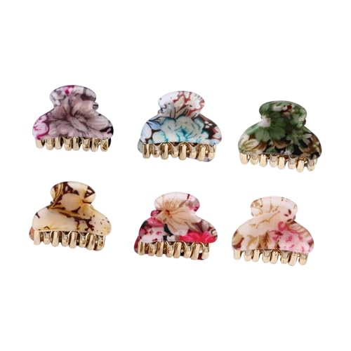 TOYZFRIENDY 6 Stück Teiliges Acryl Haarklammern Rutschfeste Kleine Haarspangen für Frauen und Mädchen Modischer Haarschmuck mit Starkem für Dickes und Dünnes Haar von TOYZFRIENDY