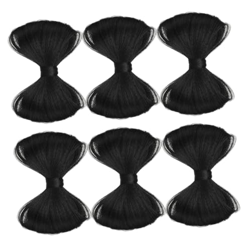 TOYZFRIENDY 6 Stück Teiliges Haarschmuck mit Schleifenclip Dekorative Fake Haar Bun Extensions für und Mädchen Einfach zu Verwendender Rutschfester Clip für Stilvolle Hochsteckfrisuren Schwarz von TOYZFRIENDY