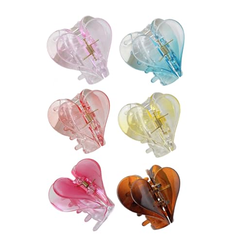 TOYZFRIENDY 6 Stück Teiliges Herz haar kralle Starke Flexible für Dickes und Dünnes Haar Rutschfeste Haargreifer Damen Langlebige Bequeme Haarclips für Alltag und Festival von TOYZFRIENDY
