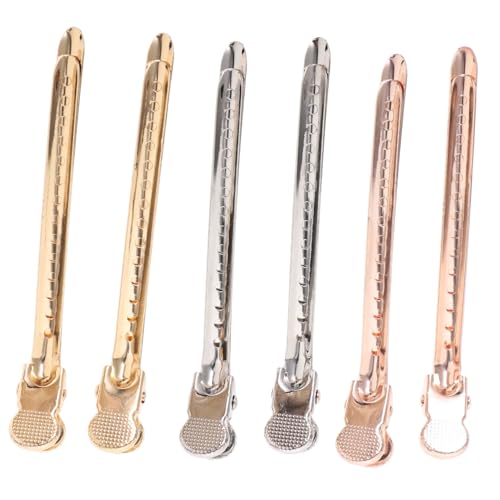 TOYZFRIENDY 6 Stück Teiliges Metall Haarclips Rutschfeste Styling Haarklammern für Frauen Glatte Kanten für Schonendes Abteilen DIY Haarschmuck Zubehör in Gold Weiß und Roségold von TOYZFRIENDY