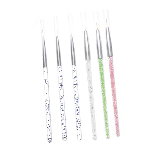 TOYZFRIENDY 6 Stück Teiliges Nagelzeichenset mit Strassgriff Präzisionspinsel für Nailart Liner und Malpinsel Leicht und Ergonomisch für Muster Blumen und DIY Nageldesign Zuhause von TOYZFRIENDY