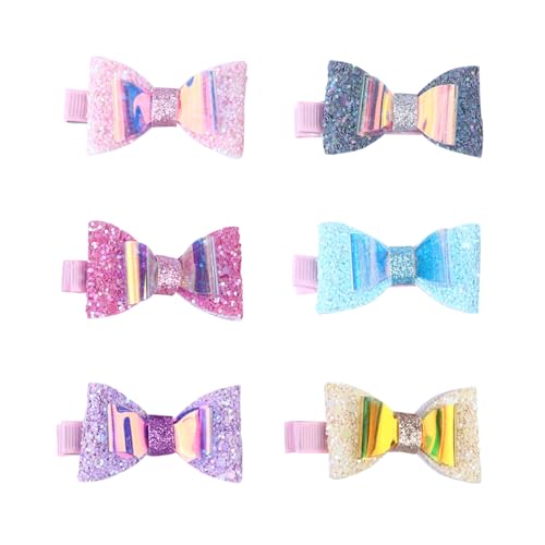 TOYZFRIENDY 6 Stück Teiliges Pailletten Haarschleifen mit Clip für Glitzernde Haarspangen mit Schleifen design Sicherer Haarschmuck für Mädchen für Geburtstage und Besondere Anlässe von TOYZFRIENDY