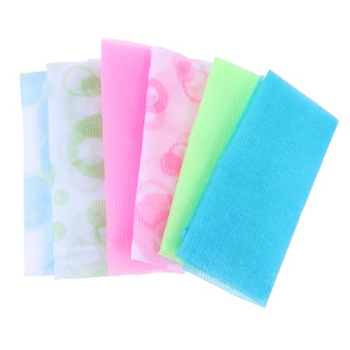 TOYZFRIENDY 6 Stück Teiliges Peeling duschtücher aus Strapazierfähigem Nylon Extra Langes Badetuch für Körper Rückenreinigung Sanftes Peeling Vielseitig Einsetzbar für Gründliche Hautpflege von TOYZFRIENDY