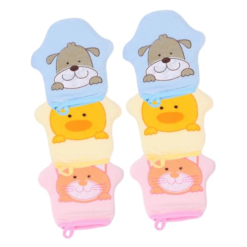 TOYZFRIENDY 6 Stück Teiliges Waschhandschuh Weiche Praktische Badetücher Sanfte Peeling Handschuhe für Neugeborene und Kleinkinder Hautfreundlich Fördert Durchblutung und Angenehme Massage von TOYZFRIENDY