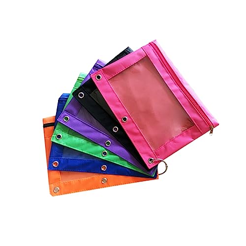 TOYZFRIENDY 6 Stück Transparente Oxford Stifteetui mit Luftlöchern Buntes Schreibwaren Bag für Büro und Schule Schwarz Orange Grün für Stifte Karten und Kleingeld von TOYZFRIENDY