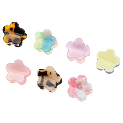 TOYZFRIENDY 7 Stück Teiliges Kleine Haarklammern in Blumenform Bunte Farbige Haarklammern für Mädchen Rutschfeste Langlebige Haarspangen zum Sicheren Halt bei Dünnem und Mittlerem Haar für von TOYZFRIENDY