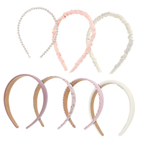 TOYZFRIENDY 7 Teiliges Damen Haarbänder mit Perlen und Blumenmotiv Weiche Stirnbänder für Mädchen und Frauen Hautfreundlich Vielseitig Einsetzbar für Party Hochzeit Geburtstag Tägliche von TOYZFRIENDY