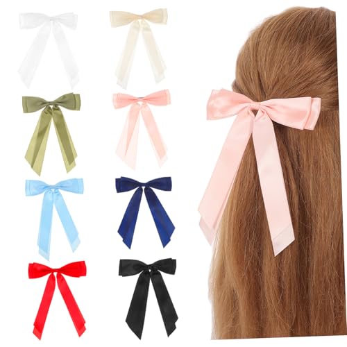 TOYZFRIENDY 8 Stück Teiliges Polyester Haarspangen mit Schleifen in Farben Rutschfeste Alligator Clips für Teenager Fester Sitz Sanftes Material für Frauen und Mädchen von TOYZFRIENDY