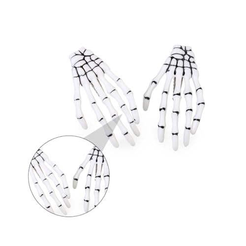 TOYZFRIENDY 8 Stück Teiliges Skelett Hand Haarspangen Weiße Halloween Haarklammern für Frauen Langlebiger Gothic Haarschmuck Auffällige Knochen Haarklammern für Party und Kostüm von TOYZFRIENDY