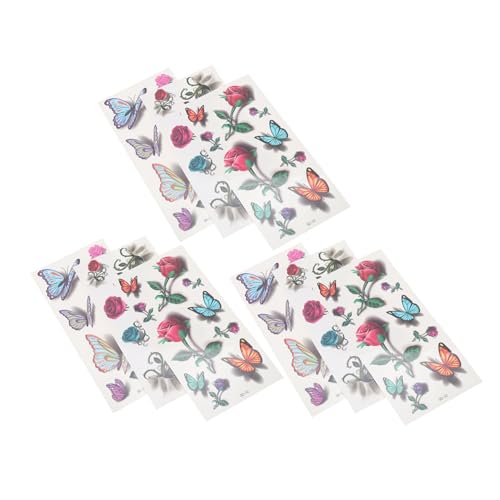 TOYZFRIENDY 9 Blätter Wasserdichte Temporäre Tattoos Bunte Schmetterlingsaufkleber Dekorative Abwaschbare Tattoo transfers Leicht zu Tragen für Frauen und Partner von TOYZFRIENDY