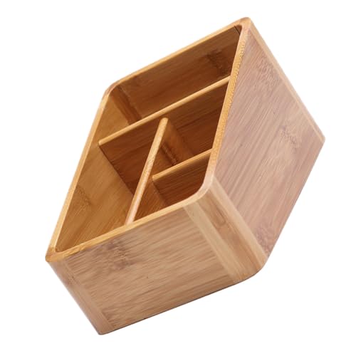 TOYZFRIENDY Bambus Desktop Organizer mit Fächern Multipurpose Aufbewahrungsbox für Kosmetik Fernbedienung Handy Rundliche Ecken Nachhaltige Schreibtisch Ordnung Platzsparend und Praktisch von TOYZFRIENDY