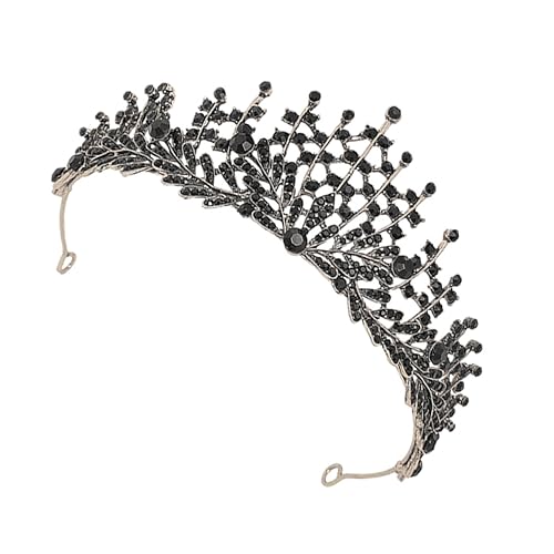 TOYZFRIENDY Barock Braut Tiara Schwarz Langlebige Hochzeit Krone mit Edlem Kristalldesign Geeignet für Braut Brautjungfern Partys Halloween und Festliche Anlässe von TOYZFRIENDY