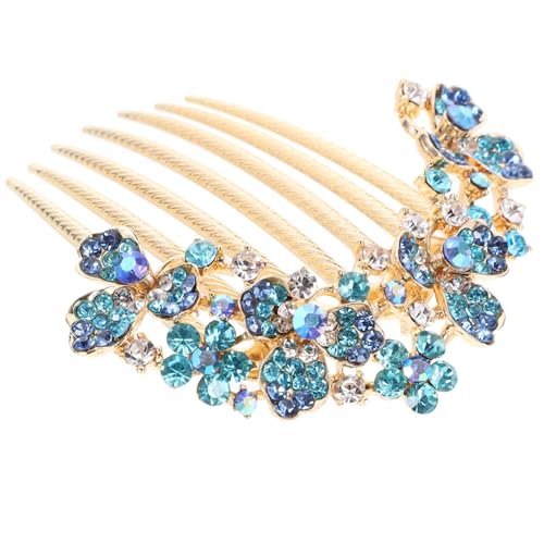 TOYZFRIENDY Blauer Strass Haarkamm Brautschmuck mit Funkelnden Kristallen Eleganter Haarstecker für Hochzeit und Besondere Anlässe Langlebiger und Leichter Haarschmuck für Frauen und Mädchen von TOYZFRIENDY