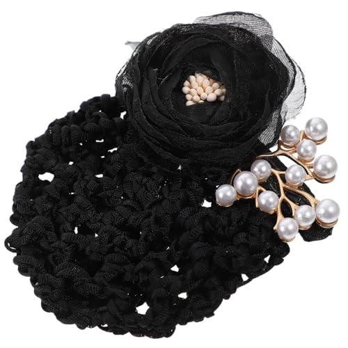 TOYZFRIENDY Blumen Haarnetz für Damen Weiches Stoff Dutt Netz Atmungsaktiv und Einfach zu Verwenden für Servicekräfte Tänzerinnen und Alltag Klassisches Schwarz Haarschmuck von TOYZFRIENDY