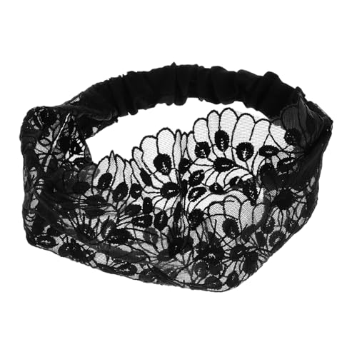 TOYZFRIENDY Breites Spitzen Stirnband Für Damen Dehnbares Haaraccessoire Für Gesichtspflege Make up Marineblaues Blumendesign Komfortable Haarabdeckung Für Alltag Und Spa von TOYZFRIENDY