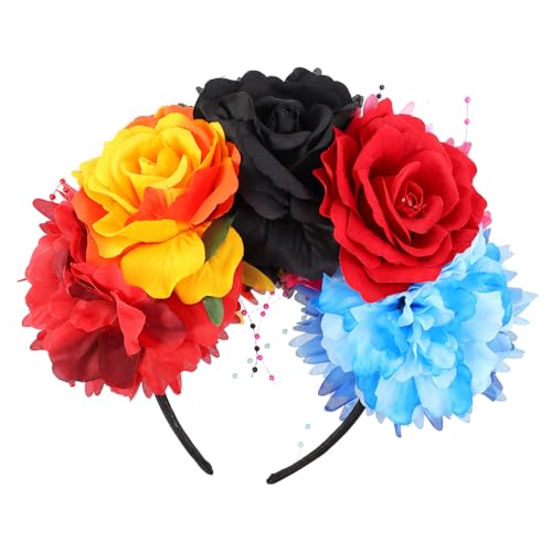 TOYZFRIENDY Blumenkranz Haar Stirnband mit Tropischen Stoffblumen Vielseitiges Party und Festival Accessoire Bequemes Leichtes Kopfband in Mehreren Farben für Hochzeit Fotoshooting von TOYZFRIENDY