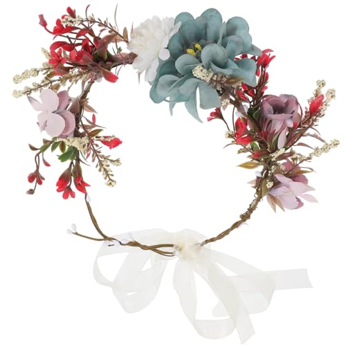 TOYZFRIENDY Blumenkranz Haarband Elastisch mit Realistischen Blüten Brautschmuck Stirnband Damen Haarschmuck für Hochzeit Brautjungfern Festliche Anlässe Mädchen Teens von TOYZFRIENDY