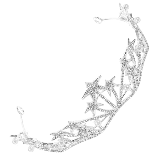 TOYZFRIENDY Brautkrone mit Sternen Handgefertigtes Diadem für Hochzeit und Party Silberne Hochzeits Tiara mit Hochwertiger Verarbeitung Vielseitiger Haarschmuck für Besondere Anlässe von TOYZFRIENDY