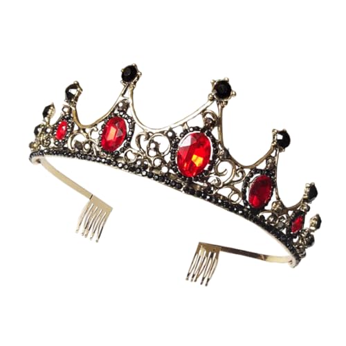 TOYZFRIENDY Brautkrone mit Strass Haarkamm Hochzeit Haarschmuck für Frauen Fotografie Accessoire Rot Goldfarbig Stilvoll für Besondere Anlässe Wie Hochzeit Party Abschlussball von TOYZFRIENDY