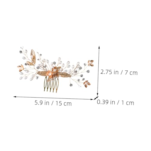 TOYZFRIENDY Brautschmuck Haarkamm mit Schimmernden Strasssteinen Goldfarbener Hochzeit Haarschmuck für Damen Eleganter Handgefertigter Haarkamm Komfortabler Braut Haaraccessoire von TOYZFRIENDY