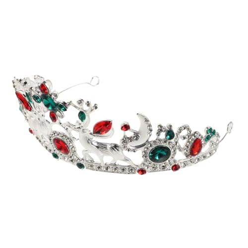 TOYZFRIENDY Bridal Crown Reindeer Design Hochzeit Tiara mit Strass Schneeflocke Eis Thema Alloy Stirnreif Festliche Haarschmuck für Frauen Weihnachts Halloween Party von TOYZFRIENDY