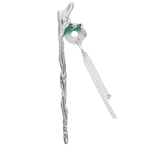 TOYZFRIENDY Chinesischer Haarpin mit Grünem Farbverlauf Handgefertigter Friedensknopf und Drachenmotiv Lange Quasten Vintage-haarnadel für Frauen Hanfu-accessoire für Festliche Anlässe von TOYZFRIENDY