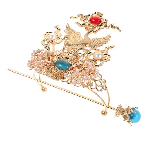 TOYZFRIENDY Chinesischer Hanfu Haarschmuck Vintage Haarkrone mit Kranichmotiv aus Legiertem Schmuckmetall Eleganter Langlebiger Kopfschmuck für Cosplay Bühne und Traditionelle Anlässe von TOYZFRIENDY
